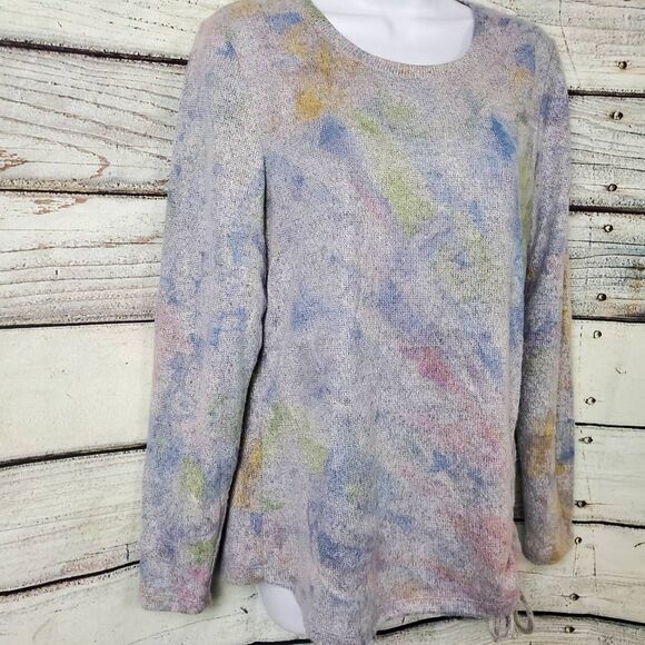 Christopher & Banks Women’s Pastel Print Knit Sweater Long Sleeve Medium - Picture 3 of 7